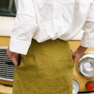 Linen Wrap Skirt, Wrap Skirt With Tie, Linen Skirt With Pockets - Etsy