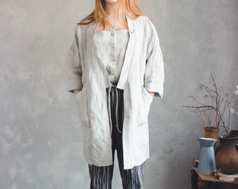 KIMONO LINEN JACKET  oversized cardigan for women