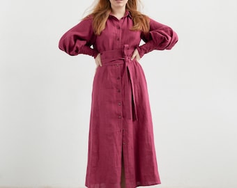 Cottagecore Linen Dress BARBARA, Victorian dress with Belt