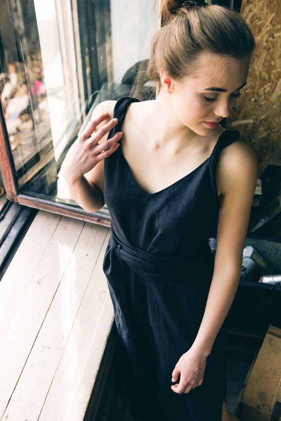Pockets Maxi Black Boho Dress 