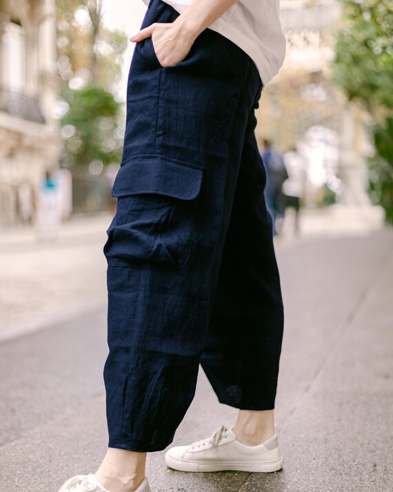 Llywey Capris Linen Pants For Tall Women Summer Casual 2025 Cropped Trousers Solid Color Drawstring Elastic Waist Straight Leg Crop Pants Pull On
