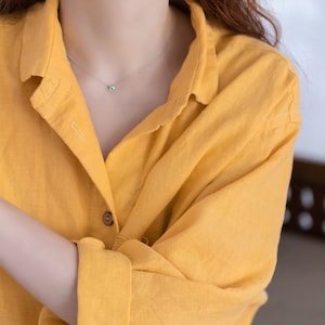 Linen Yellow Bridesmaid Pjs, Linen Sleepwear Two Piece Set, Pajama Set Women image 9