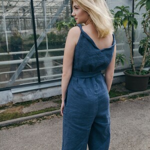 LINEN JUMPSUIT women romper women sleeveless image 5