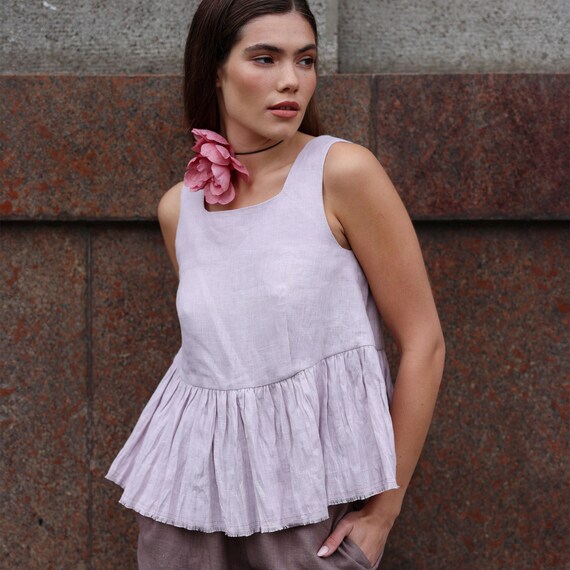 Linen peplum top outlet