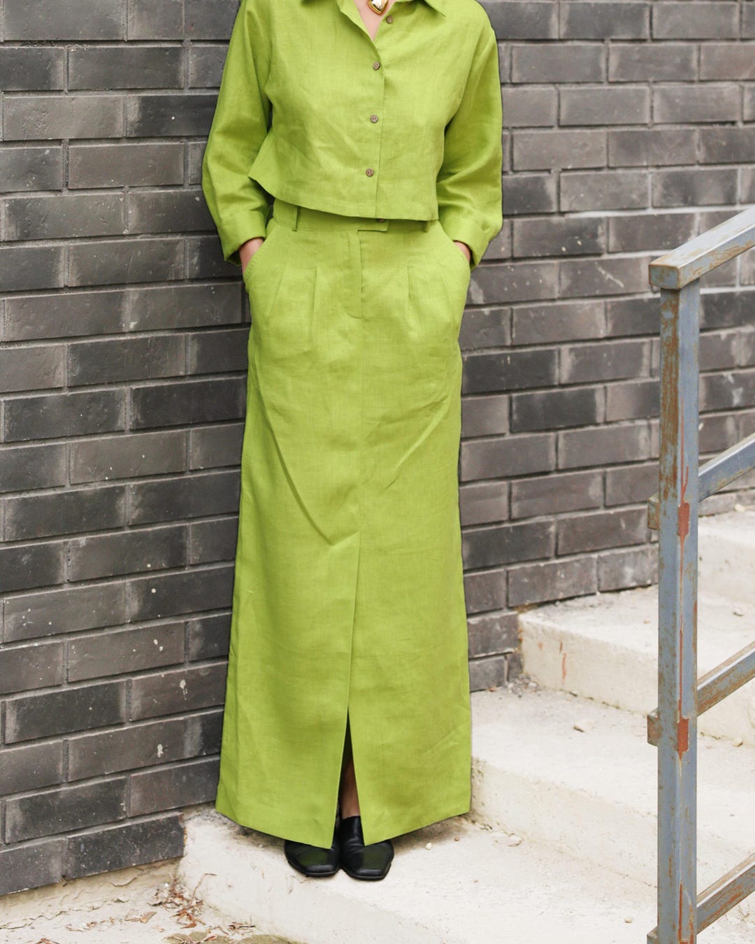 Women Polyester Lycra High Waist Maxi Pencil Skirt