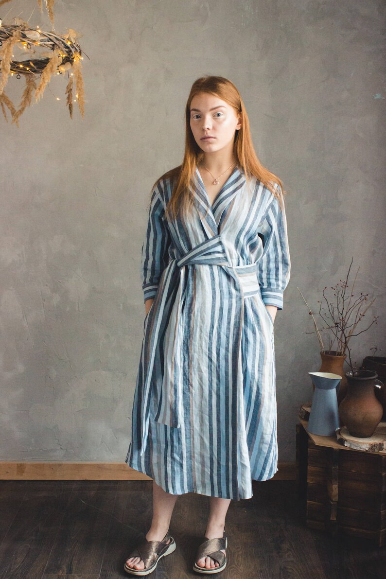 plus size linen wrap dress