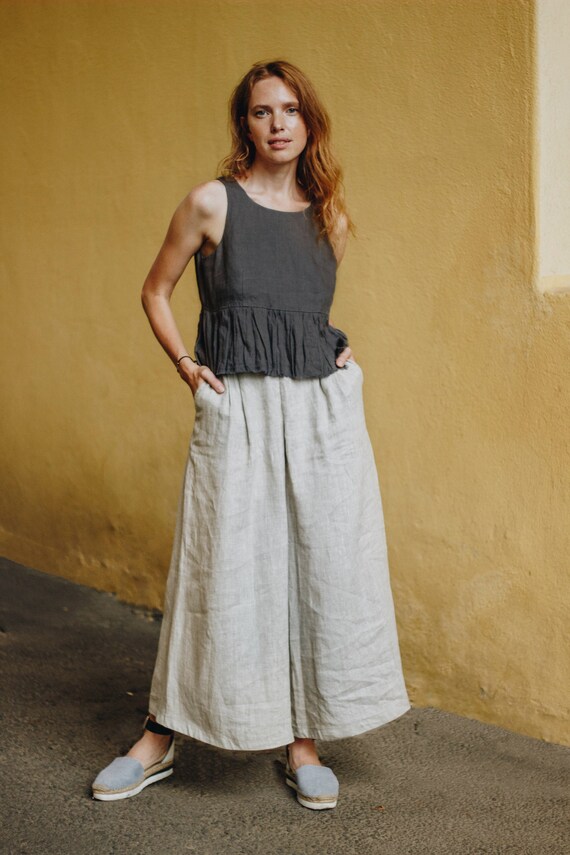 Wide Leg Pants MARISA, High Waisted Linen Pants, Linen Culottes, Plus Size  Linen Pants -  Canada