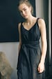 BLACK LINEN DRESS  with pockets maxi black boho dress 
