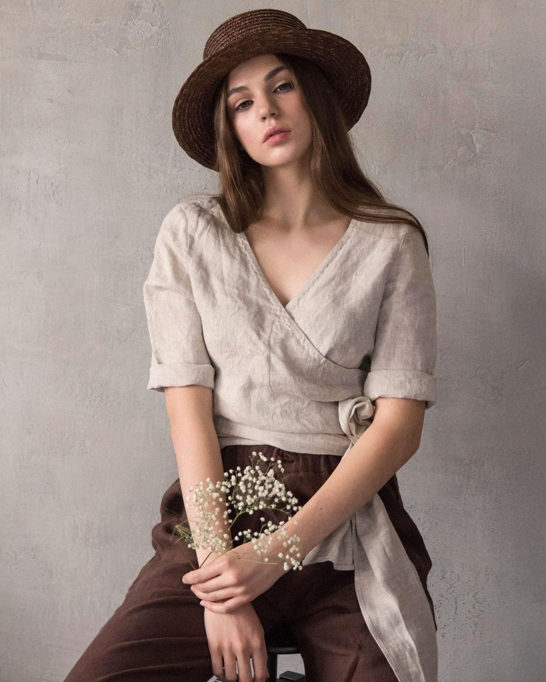 Chemise,Chemisier boutonné à col montant coréen pour femme,haut à Chemise,Chemisier boutonné à col montant coréen pour femme,haut à
