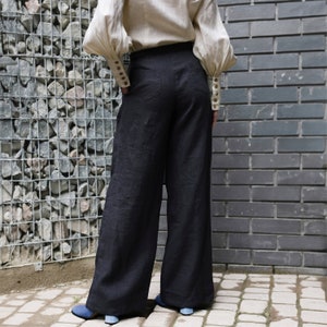 Linen Palazzo Pants for Women, Pleated Wide Leg LINEN PANTS, Elegant Linen Pants image 5