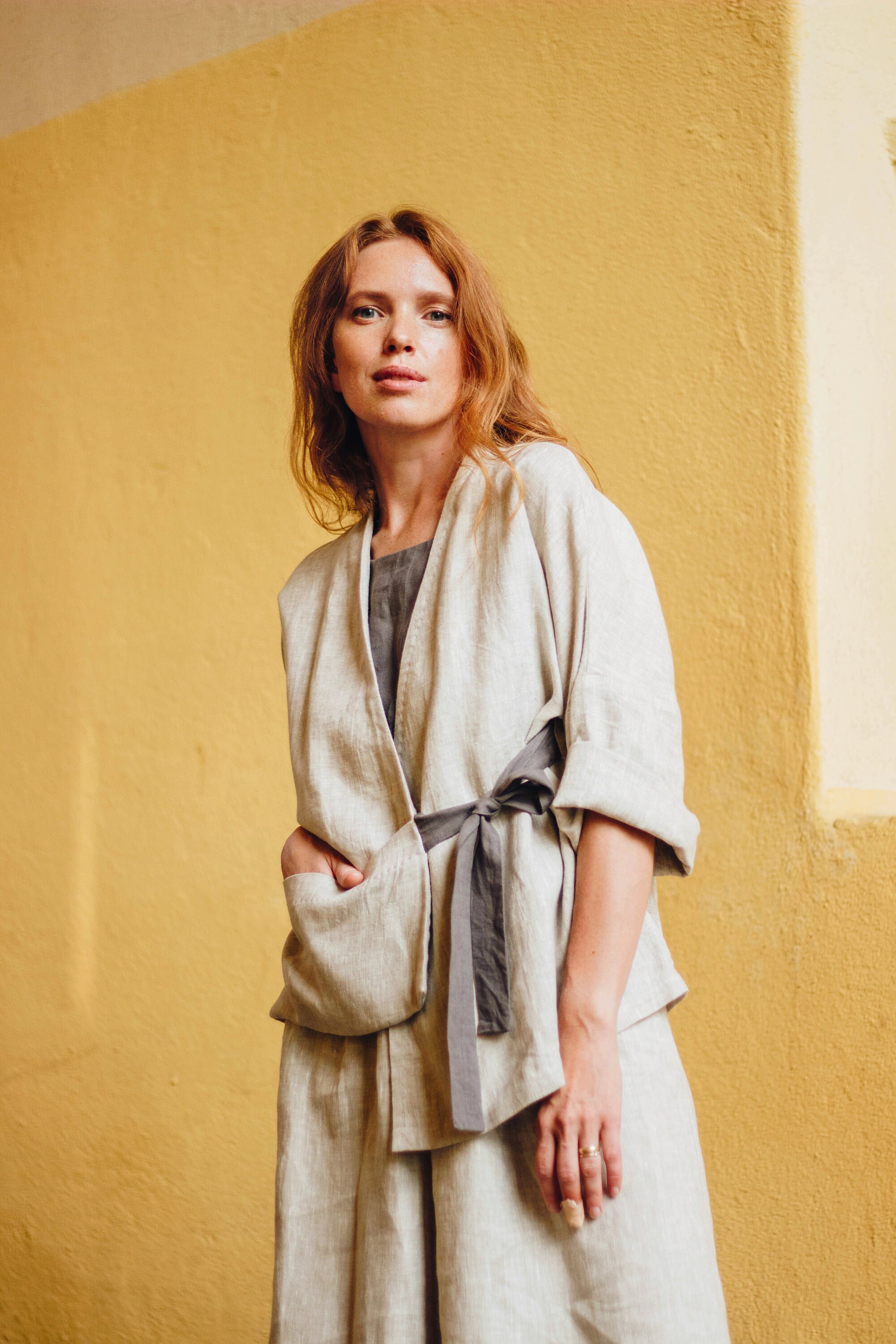 linen kimono wrap top