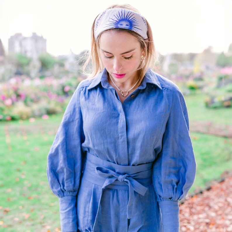 Victorian Dress with Bishop Sleeve BARBARA, Button Front Linen Dress image 2