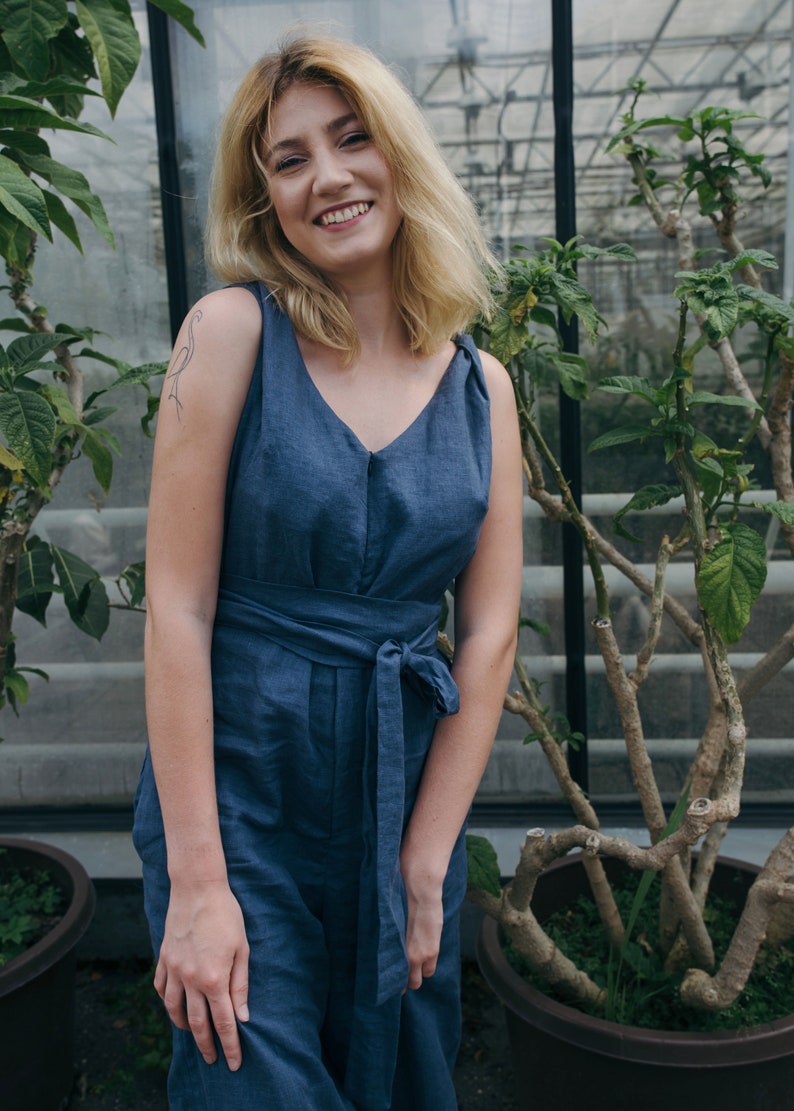 LINEN JUMPSUIT women romper women sleeveless