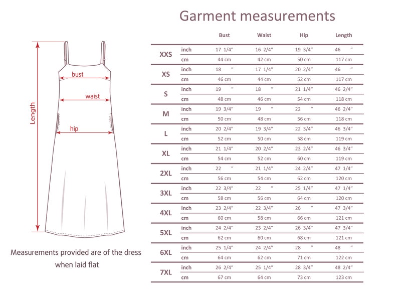the measurements of a dress for a woman