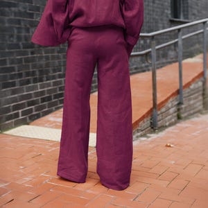 Pantalon large en lin : pantalon européen en lin bio avec poches