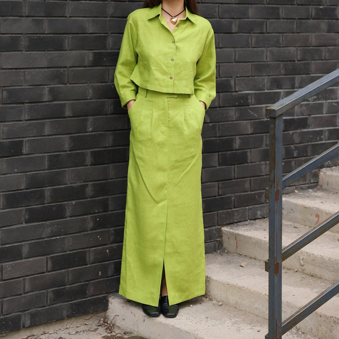 Linen Maxi Skirt, High Waisted Pencil Skirt, Long Linen Skirt With Pockets, Maxi Skirt Plus Size ...