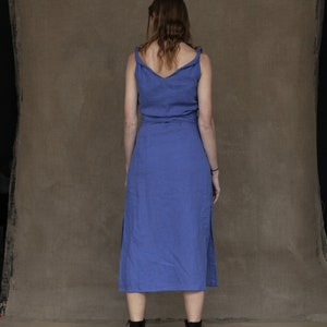 Linen dress with twisted straps, Linen Dress with sash and pockets image 4