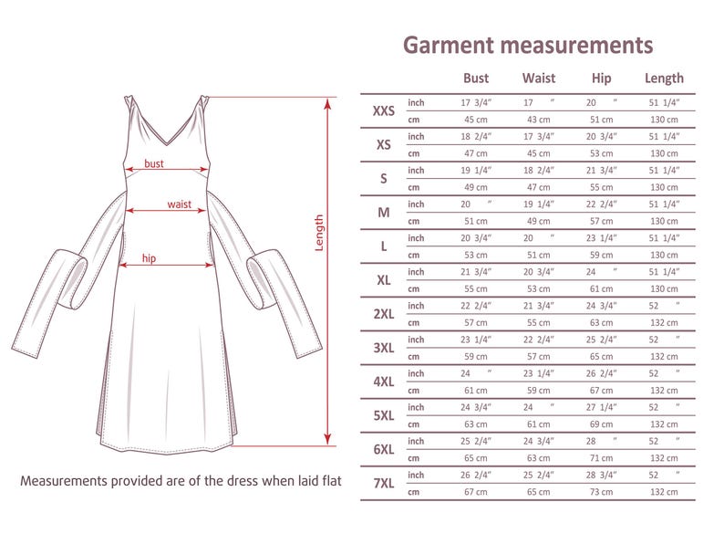 the measurements of a dress for a woman