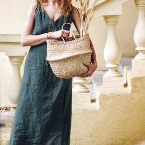 Maxi Sleeveless Linen Wrap Dress with Twisted Straps and Pockets NASTYA image 5