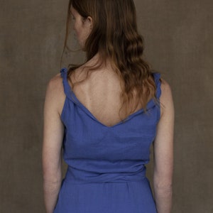 Linen dress with twisted straps, Linen Dress with sash and pockets image 3