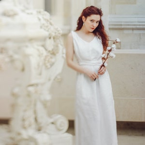 SIMPLE WEDDING DRESS white linen dress