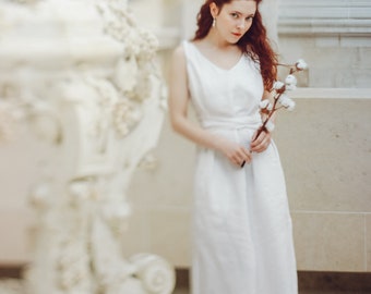 SIMPLE WEDDING DRESS white linen dress