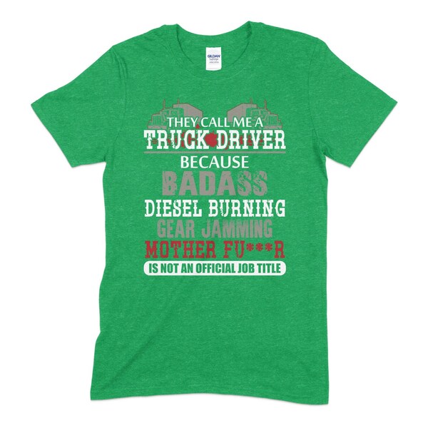Truck Driver T-Shirt, Badass Diesel Burning Gear Jamming Tee, Funny Trucker Shirt, Unique Trucking Gift for Men