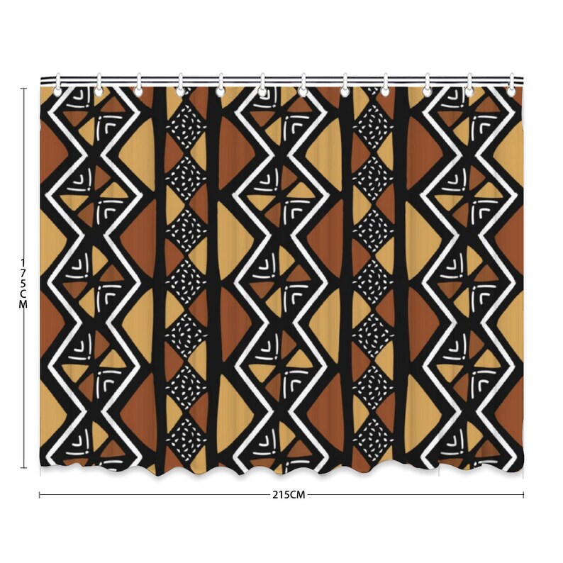 African Mud Cloth Shower Curtain With Various Sizing Options, Stylish