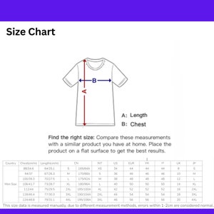 Puede incluir: Tabla de tallas para una camiseta con medidas en pulgadas y cent&iacute;metros. La tabla muestra las medidas de pecho y longitud para diferentes tallas, incluyendo XS, S, M, L, XL, 2XL, 3XL y 4XL.