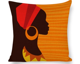 African Pillow Cover Black Art Pillow Cover, African Pillow Cushion 1 Side Printing