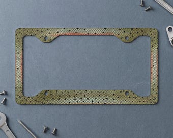 Trout Skin Fishing License Plate Frame | Realistic Fish Scale Auto Accessory | Unique Rustic Gift for Anglers & Outdoorsmen