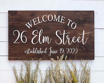Personalized Welcome To Address With Established Date Wood Sign, House Number, Welcome To Our Home, Gift From Realtor, Housewarming Gift