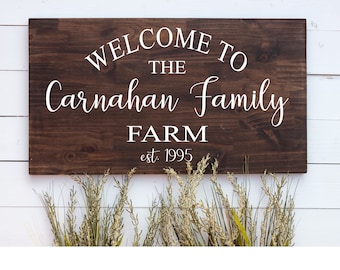 Welcome To The Family Farm Wood Sign, Personalized Family Name, Rustic Farmhouse Kitchen, Farm Decor, Established Date, Housewarming Gift