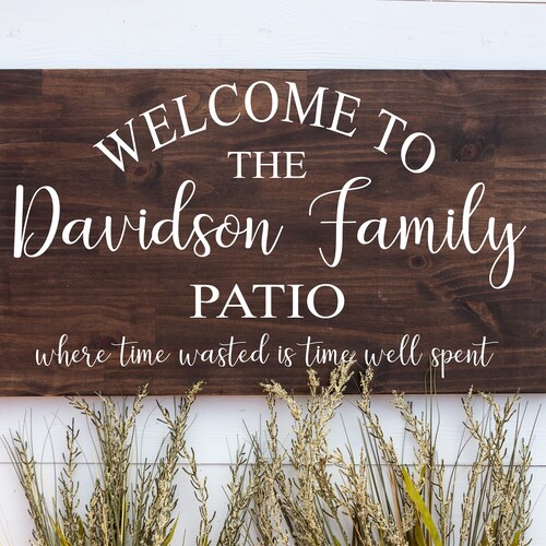 Custom Patio Sign With Last Name Personalized Outdoor Home Etsy