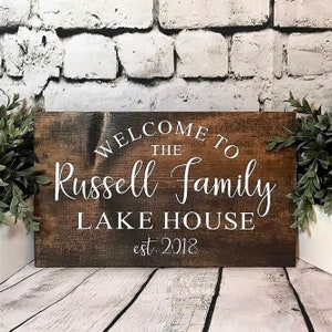 Custom Lake House Wood Sign With Established Date, Personalized Lake Lover Gift, Rustic Cabin, Beach, Porch, Patio, Mountain, River, Cottage