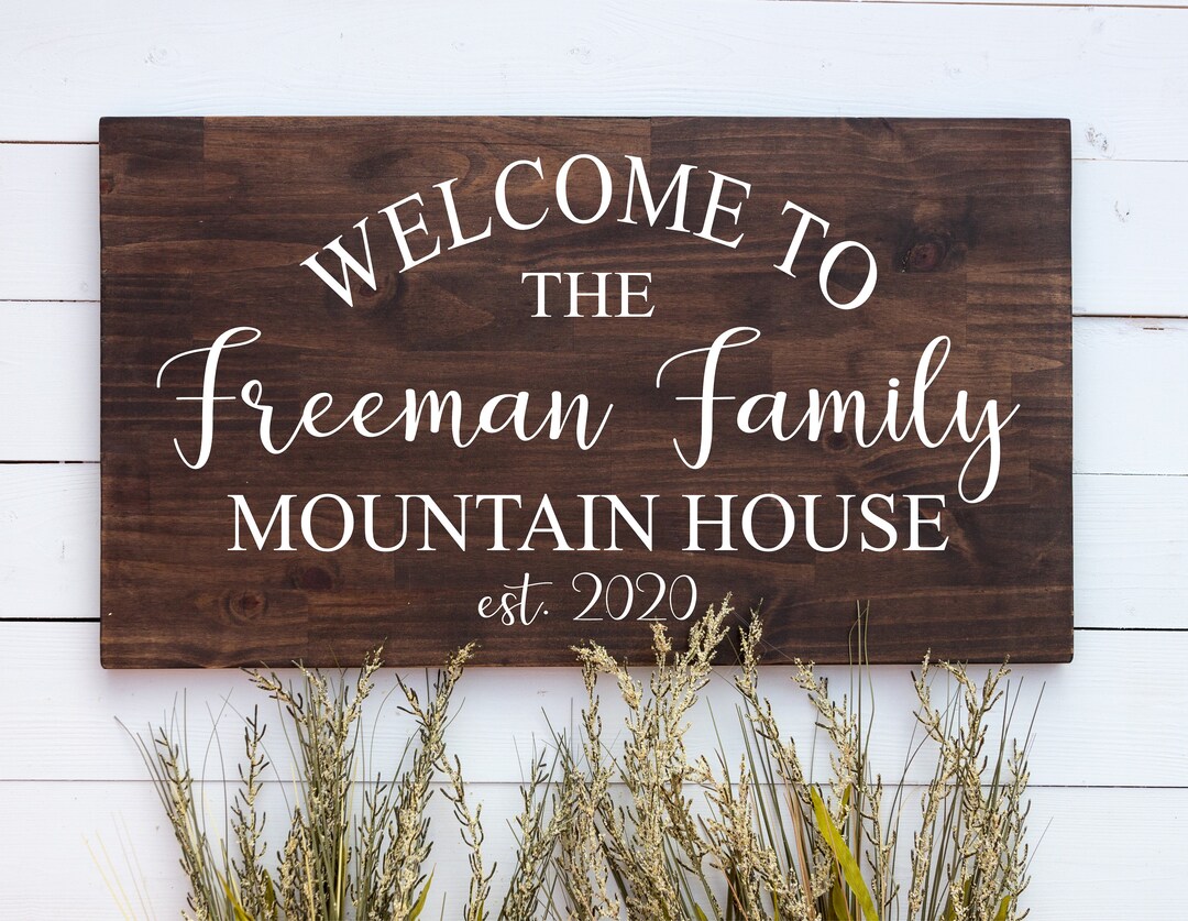 Custom Mountain House Sign, Established Date, Personalized Log Cabin Decor, Family Name Sign