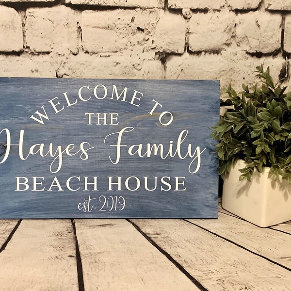 Custom Beach House Wood Sign With Established Date, Personalized Beach Home, Ocean Lover Gift, Nautical Shore Coastal Decor, Housewarming