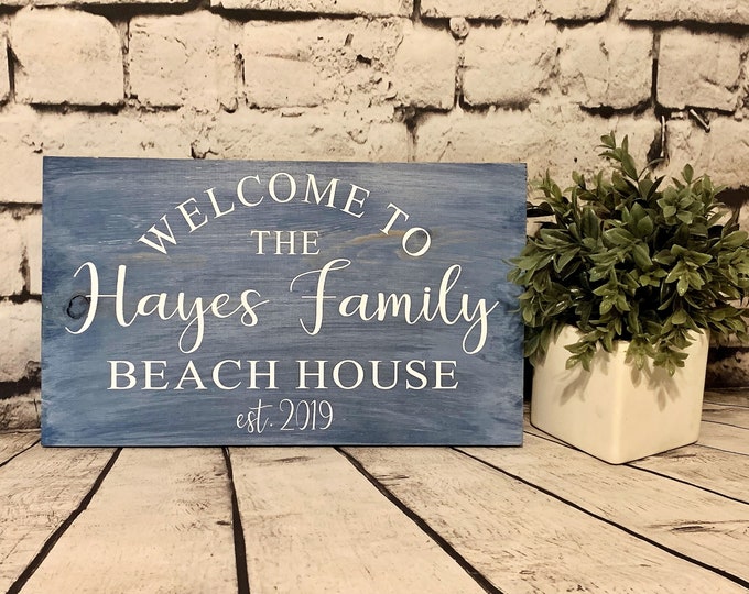 Custom Beach House Wood Sign With Established Date, Personalized Beach Home, Ocean Lover Gift, Nautical Shore Coastal Decor, Housewarming