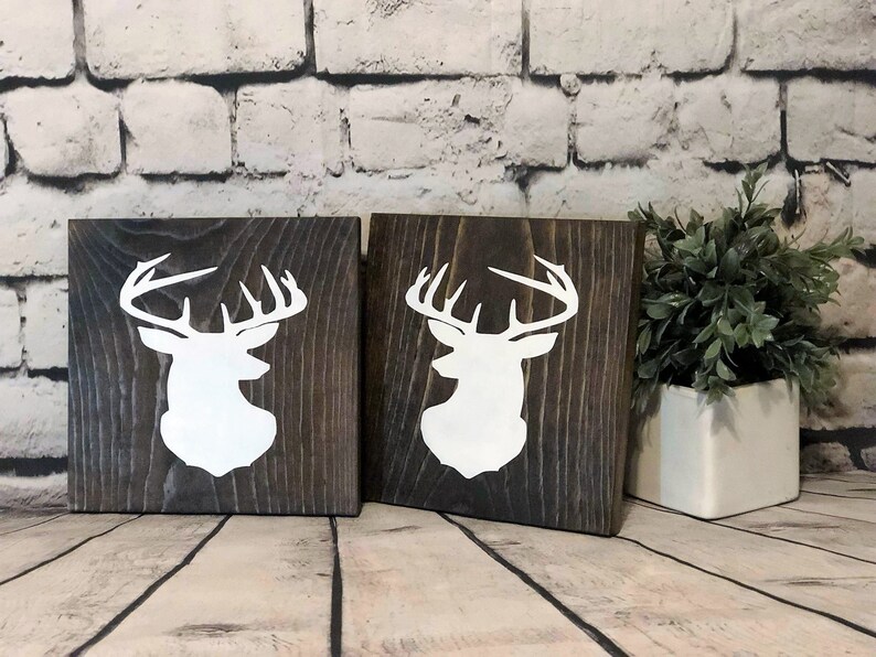 Deer Silhouette Wood Signs Woodland Nursery Decor Man Cave Etsy