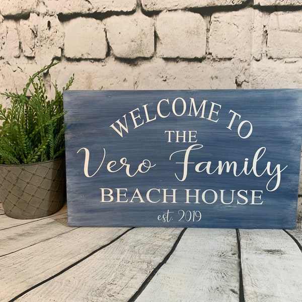 Custom Beach House Wood Sign With Established Date, Personalized Shore Home, Ocean Lover Gift, Nautical Coast Decor, Housewarming Lake River