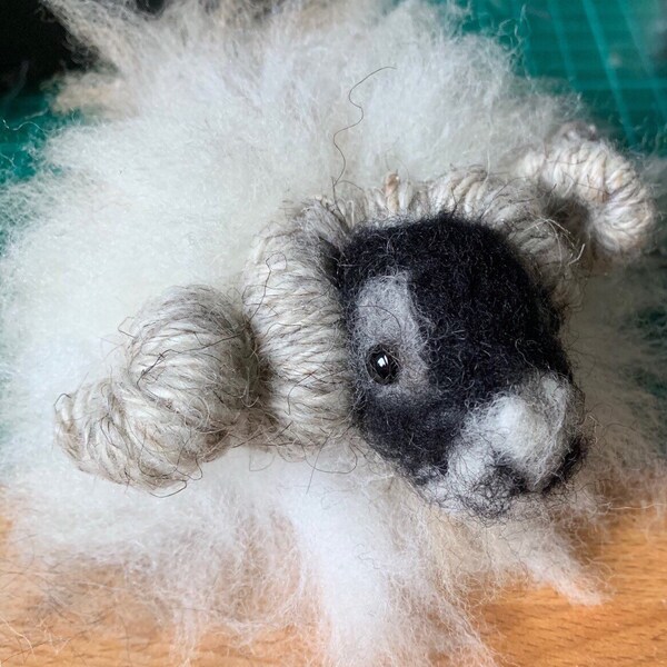 A wee sheep, needle felted sheep