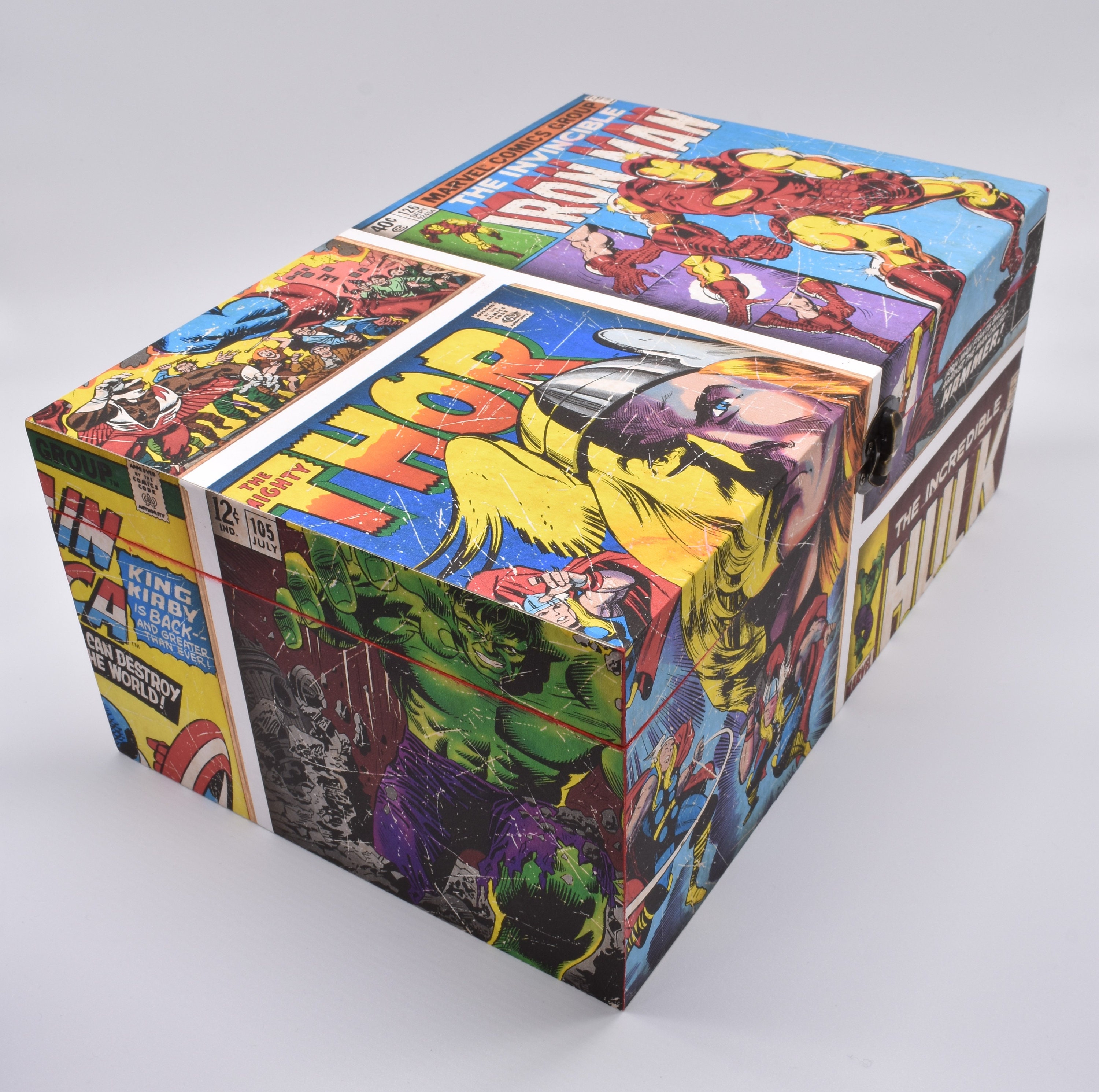 Avengers wooden storage box Marvel Superhero Vintage Style Etsy