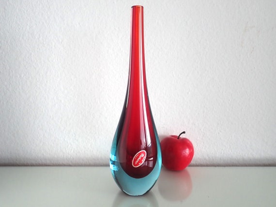 Vintage Vase Murano Glass Poli Sommerso Italy Europe Vintage Glass Mid Century Space Age