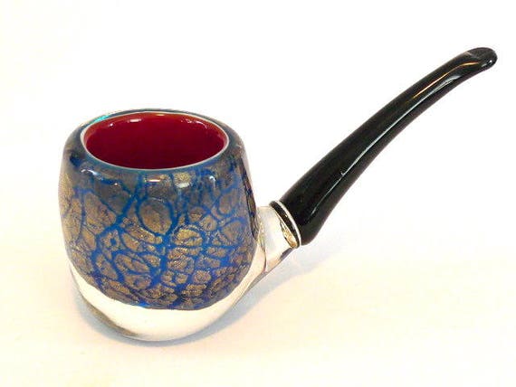Murano Glass Tobacco Pipe Gold Vintage Italy Venice Glas Etsy
