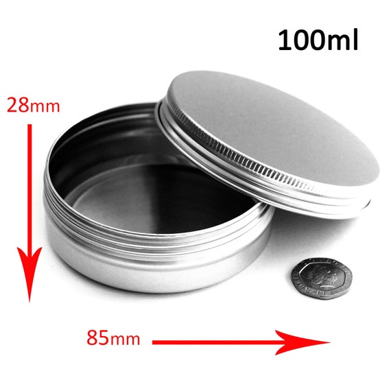 100ml / 100g Round Aluminium Metal Tins With Screw on Lids 