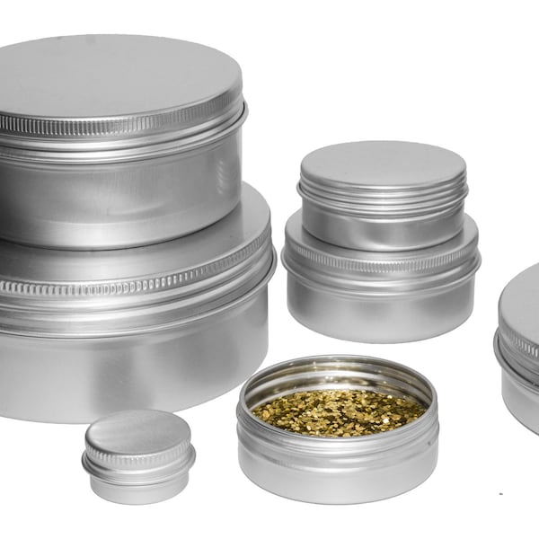 Boîtes métalliques rondes en aluminium de 100 ml / 100 g avec couvercles à vis
