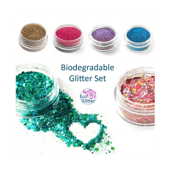 Probepackung - 6 Biologisch abbaubare Glitzersteine, darunter 2 Chunky Blends