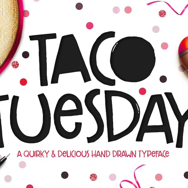Taco Tuesday Typeface - Handwritten Fonts, Branding Fonts, Quote Font, Cricut & Silhouette Fonts - Instant Download