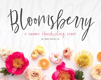 Bloomsberry Typeface + Graphics - Handwritten Fonts, Calligraphy, Script, Handwriting, Cricut & Silhouette Fonts - Instant Download