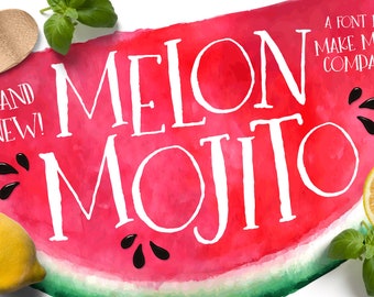 Melone Mojito Schrift + Vektoren